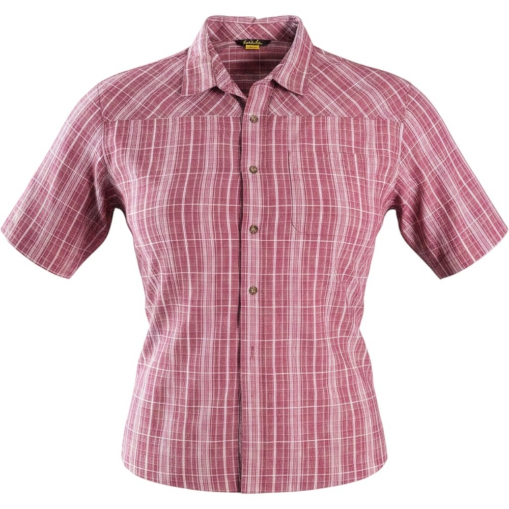 Cabelas Mens 2XL Red Plaid Short Sleeve Button Down Modal Blend Shirt Outdoor